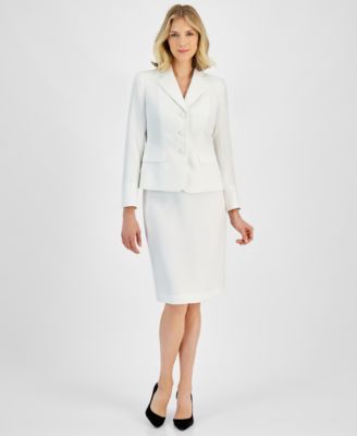 Le Suit - Textured Two-Button Jacket & Skirt Suit, Regular & Petite Sizes