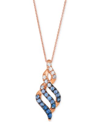 Le Vian - Denim Ombr&eacute; (3/4 ct. t.w.) & White Sapphire (1/8 ct. t.w.) Spiral 20" Pendant Necklace in 14k Rose Gold