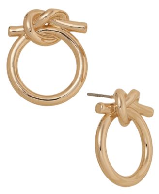 On 34th - Gold-Tone Knotted Front-Facing Hoop Earrings