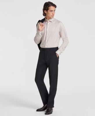Calvin Klein - Men's Slim-Fit Stretch Gray Sharkskin Suit Pants
