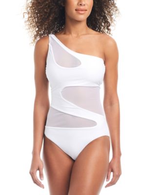 Bar III - Women's One-Shoulder Mesh Cutout Swimsuit