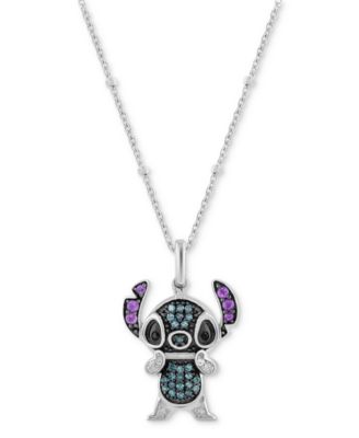 Wonder Fine Jewelry - Multicolor Diamond Stitch 18" Pendant Necklace (1/6 ct. t.w.) in Sterling Silver