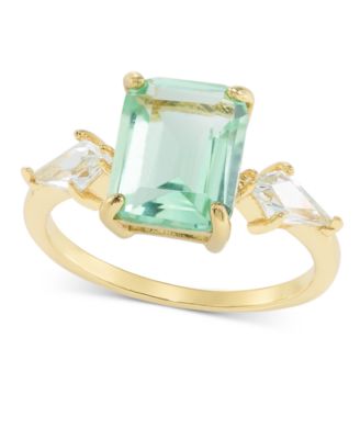 Charter Club - Gold-Tone Green Crystal & Cubic Zirconia Ring
