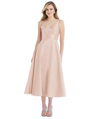 Alfred Sung - Spaghetti-Strap Satin Midi Dress