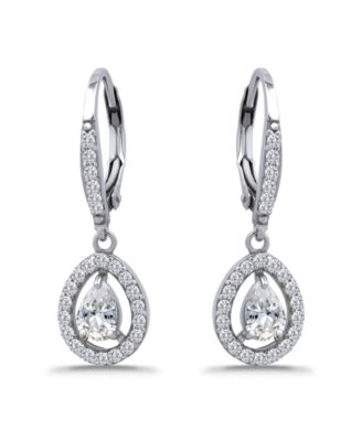 Giani Bernini - Cubic Zirconia Pear Teardrop Halo Leverback Drop Earrings in 18k Gold-Plated Sterling Silver
