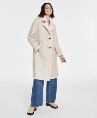 BCBGMAXAZRIA - Women's Single-Breasted Faux-Shearling Coat