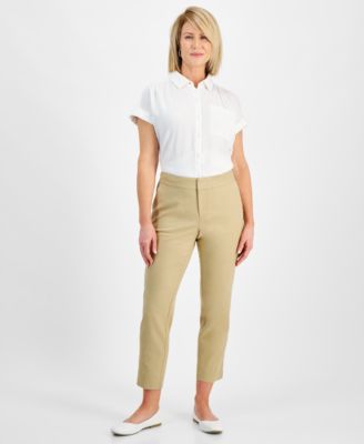 Style & Co - Petite Mid Rise Linen-Blend Ankle Pants