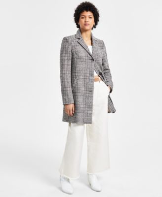 Maralyn & Me - Juniors' Houndstooth Long-Sleeve Reefer Coat