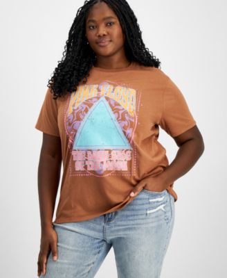 Hybrid - Trendy Plus Size Pink Floyd Graphic Print T-Shirt
