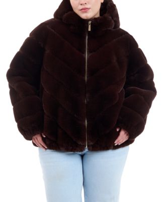 Michael Kors - Plus Size Hooded Faux-Fur Coat