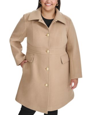 Tommy Hilfiger - Plus Size Collared Button-Front Coat