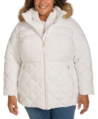 Tommy Hilfiger - Plus Size Faux-Fur-Trim Hooded Puffer Coat