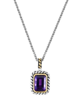EFFY Collection - Amethyst Rope-Frame 18" Pendant Necklace (5-1/4 ct. t.w.) in Sterling Silver & Gold-Plate