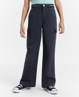 Calvin Klein - Big Girls Wide-Leg Twill Cargo Pants
