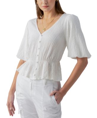 Sanctuary - Women's Textured Button-Front Peplum Top
