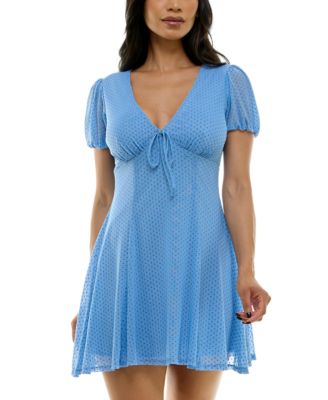 B Darlin - Juniors' Micro-Dot Mini Dress