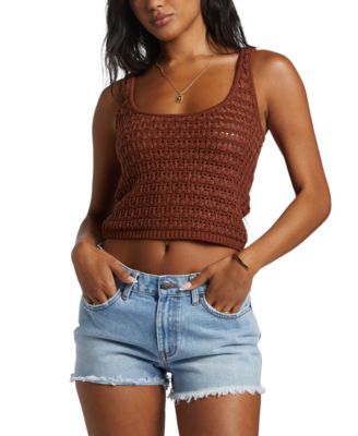 Billabong - Juniors' Hot Shot Cotton Crochet Sleeveless Tank Top