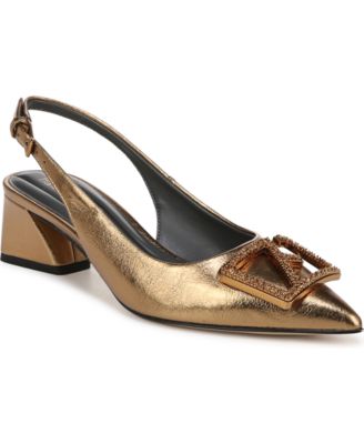 Franco Sarto - Racer Ornament Pointed Toe Block Heel Slingback Pumps