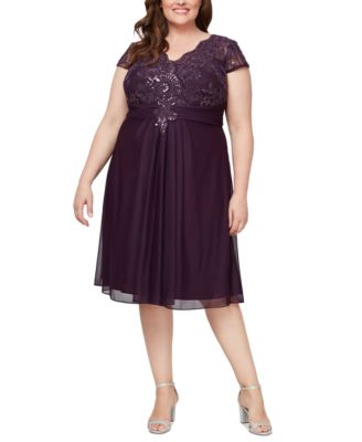 Alex Evenings - Plus Size Embellished Cap-Sleeve Dress