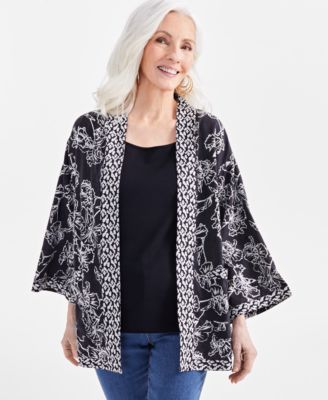 Style & Co - Petite Linen-Blend Reversible Kimono, Created for Macy's