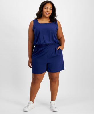 ID Ideology - Plus Size Commuter Romper, Created for Macy's