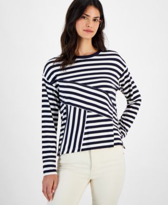Nautica Jeans - Women's Pieced Striped Long-Sleeve Top
