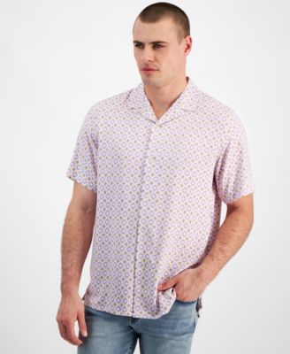 Club Room - Men's Regular-Fit Medallion Foulard Button-Down Camp Shirt