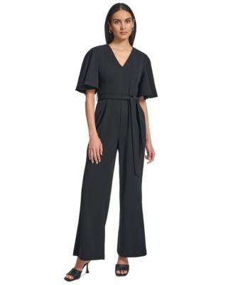 Calvin Klein - Women's Flutter-Sleeve Wide-Leg Jumpsuit