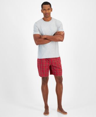 Club Room - Men's Solid T-Shirt & Woven Plaid Boxer Set