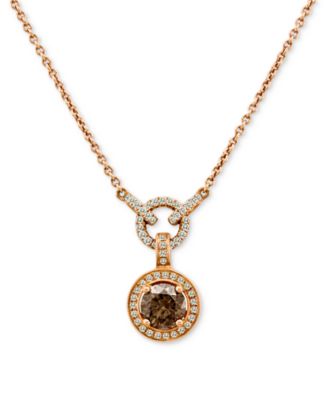Le Vian - Chocolate Diamond & Vanilla Diamond Halo 18" Pendant Necklace (1-1/4 ct. t.w.) in 18k Rose Gold