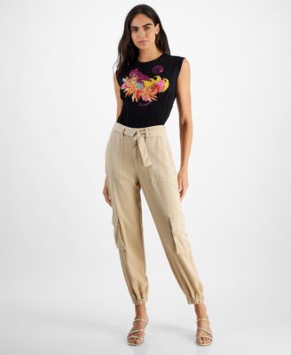 GUESS - Women's Katrin High Rise Belted Cargo Pants