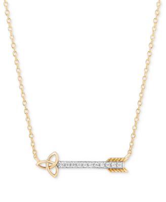 Disney Enchanted Vault - Diamond Arrow Merida Pendant Necklace (1/10 ct. t.w.) in 10k Gold, 16" + 2" extender