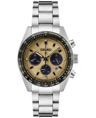 Seiko - Men's Chronograph Solar Prospex Speedtimer Stainless Steel Bracelet Watch 39mm