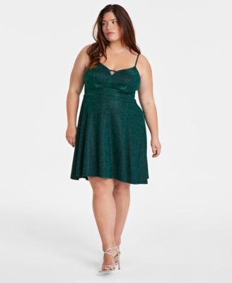 City Studios - Trendy Plus Glitter Lace-Back High-Low Dress