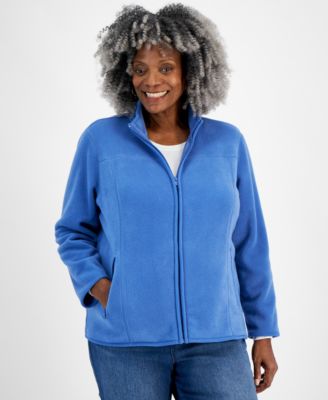 Style & Co - Plus Size Solid Polar Fleece Zip-Front Jacket