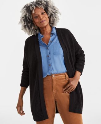 Style & Co - Plus Size Turbo-Stitch Open-Front Cardigan