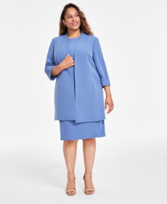 Kasper - Plus Size 3/4-Sleeve Open-Front Jacket