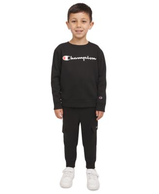 Champion - Little Boys 2-Pc. Fleece Logo Sweatshirt & Cargo Joggers Set