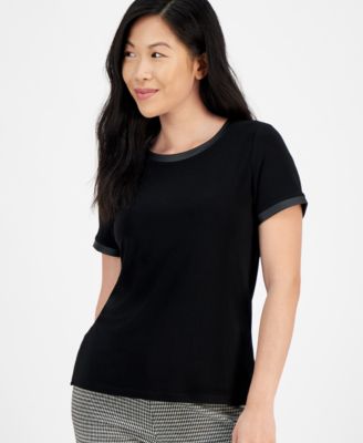 AK Anne Klein - Petite Short-Sleeve Button-Back Top