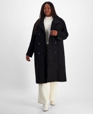 KARL LAGERFELD PARIS - Plus Size Double-Breasted Boucl&eacute; Coat