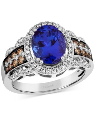 Le Vian - Blueberry Tanzanite (2-1/2 ct. t.w.) & Diamond (5/8 ct. t.w.) Halo Statement Ring in 14k White Gold
