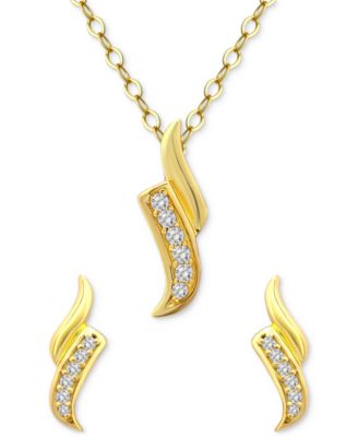 Giani Bernini - 2-Pc. Set Cubic Zirconia Swirl Pendant Necklace & Matching Stud Earrings in 18k Gold-Plated Sterling Silver