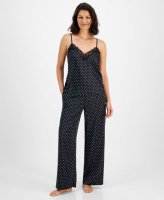 I.N.C. International Concepts - Women's Lace-Trim Dotted Tank Top & Pajama Pants Set