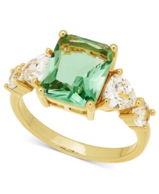 Charter Club - Gold-Tone Green Glass & Crystal Statement Ring