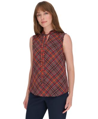 Tommy Hilfiger - Women's Printed Tie-Neck Sleeveless Top