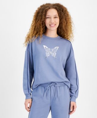 Rebellious One - Juniors' Butterfly-Graphic Crewneck Sweatshirt