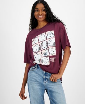 Grayson Threads, The Label - Juniors' Snoopy Grid Boyfriend T-Shirt