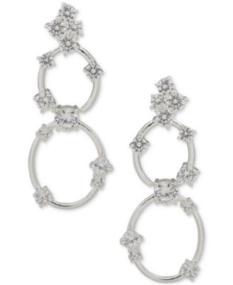 Anne Klein - Silver-Tone Cubic Zirconia Ring Double Drop Earrings