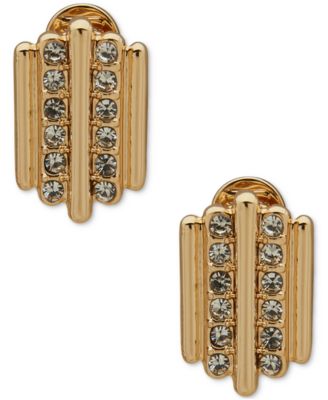 Anne Klein - Gold-Tone Pav&eacute; Multirow Clip-On Button Earrings