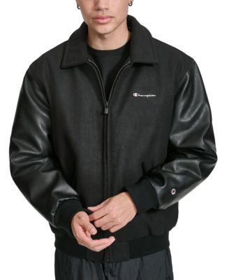 Champion - Men's Mixed-Media Logo Varsity Jacket